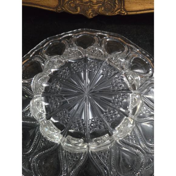 Antique 1900s UV Teardrop Honeycomb Glass Console Bowl 10.5" EAPG Victorian - Picture 7 of 9
